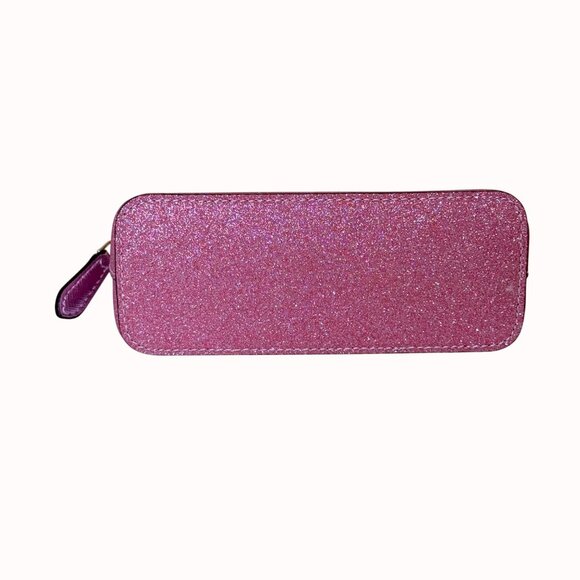 Kate Spade Mini Glitter Dome Cosmetic Bag Pink Zipper Closure Makeup Case - Picture 6 of 14